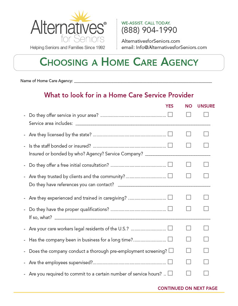 Home Care Checklist 3 of 4