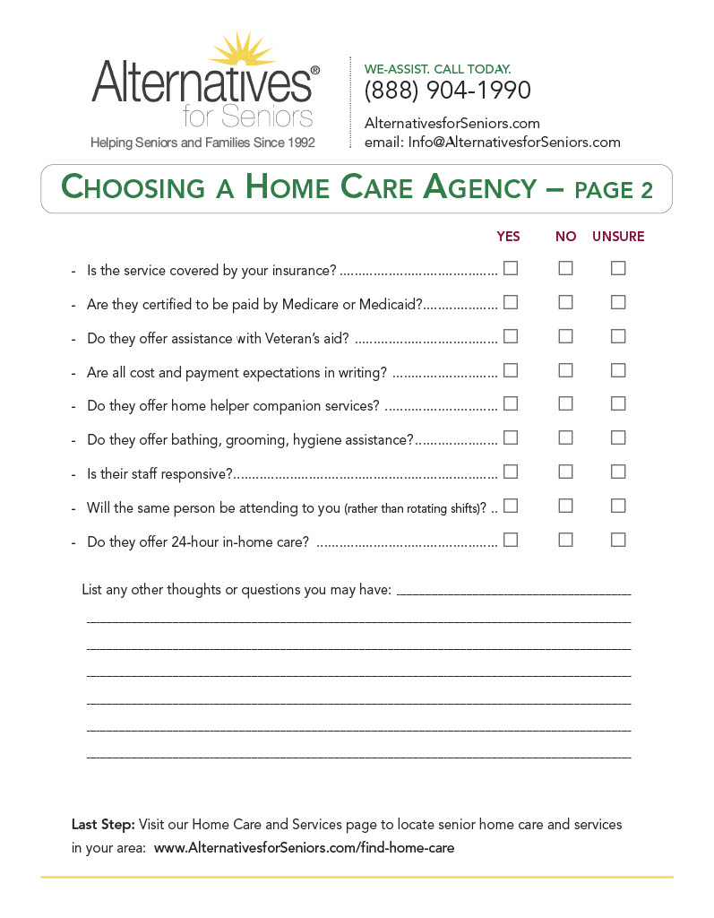 Home Care Checklist 4 of 4